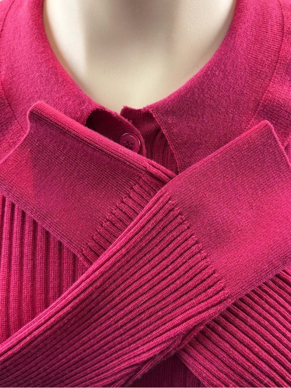 J.Crew Pink Ruffle-collar Ribbed Merino Wool Sweater M - Picture 9 of 11